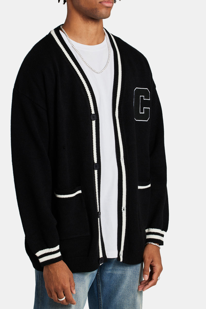 Crnc Varsity Cable knit Cardigan - Black