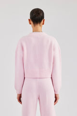 Knitted Zip Front Bomber - Baby Pink