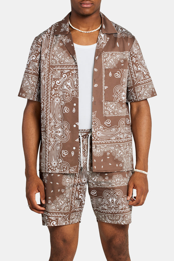 Bandana Printed Shirt - Chocolate