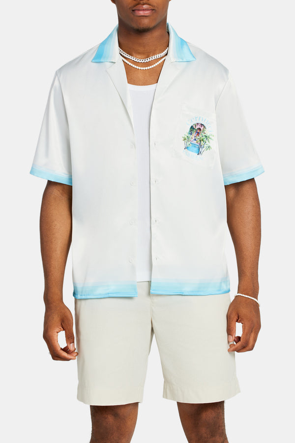 Cernucci Palm House Satin Shirt - Ecru