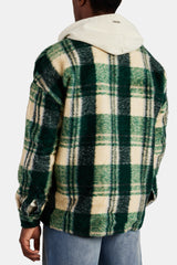 Brushed Check Lined Overshirt - Green