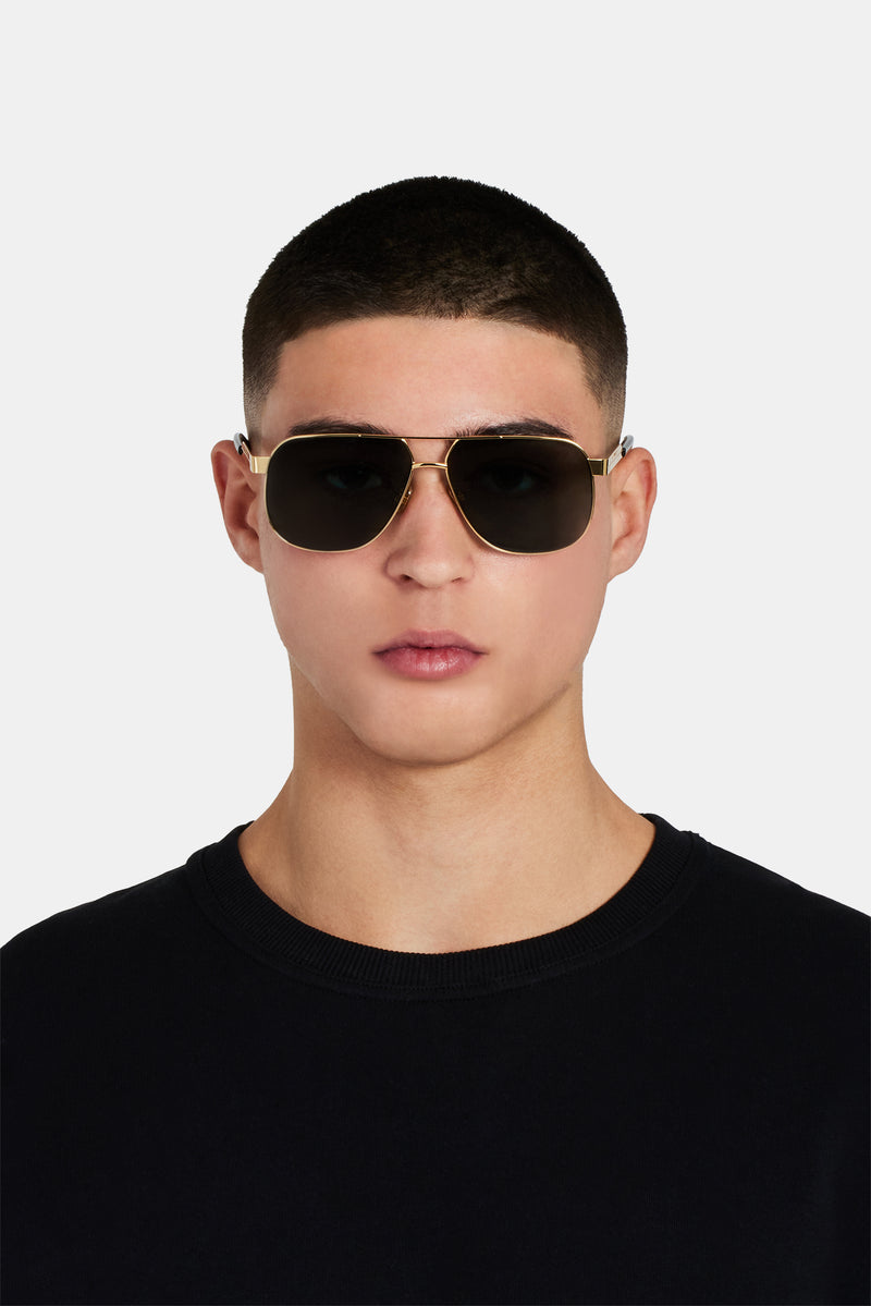 Gold Aviator Sunglasses - Black