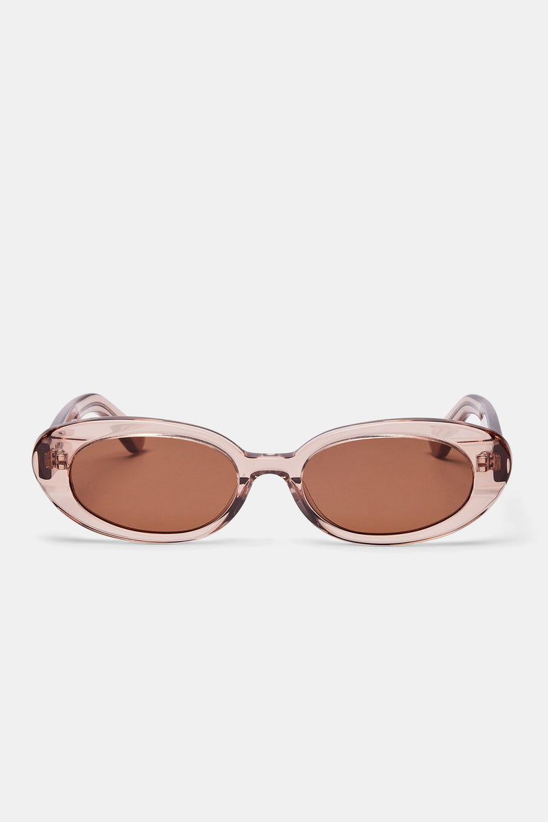 Slim Oval Acetate Sunglasses  - Transparent Blush