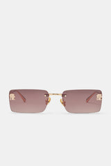 Rectangular Tinted Sunglasses - Brown