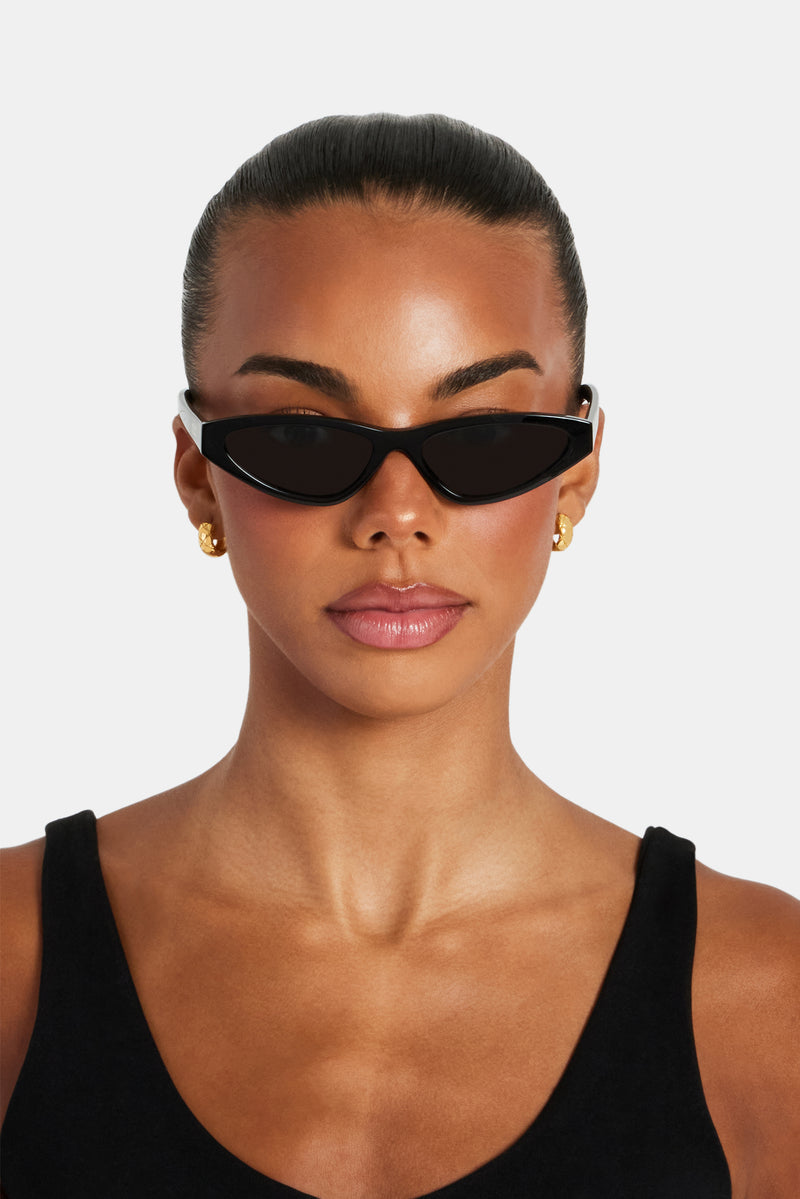 Skinny Tortoiseshell Sunglasses - Black