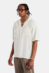 Text Print Bowling Shirt - Off White