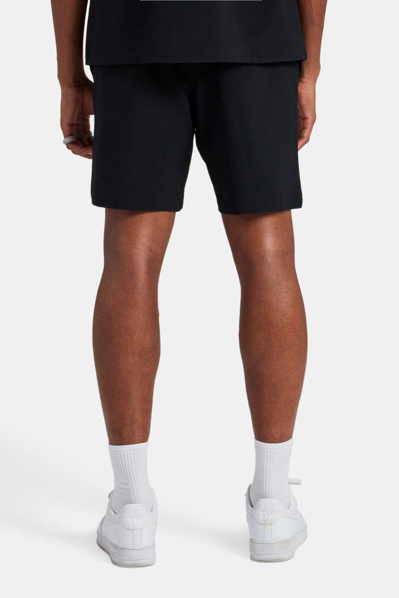 Text Pocket Elasticated Short - Black