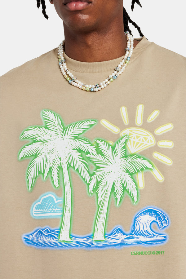 Palm Graphic Oversized T-Shirt - Sage