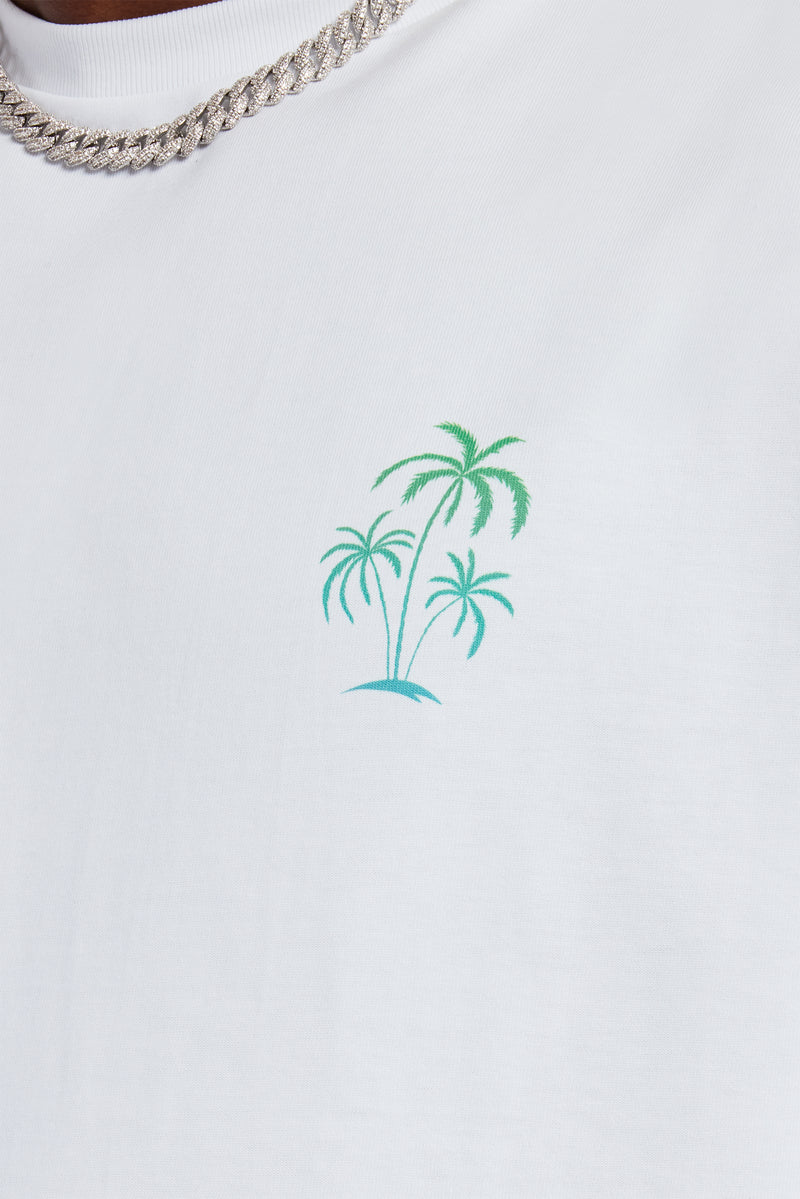 Paraiso Hill Puff Print Oversized T-Shirt - White