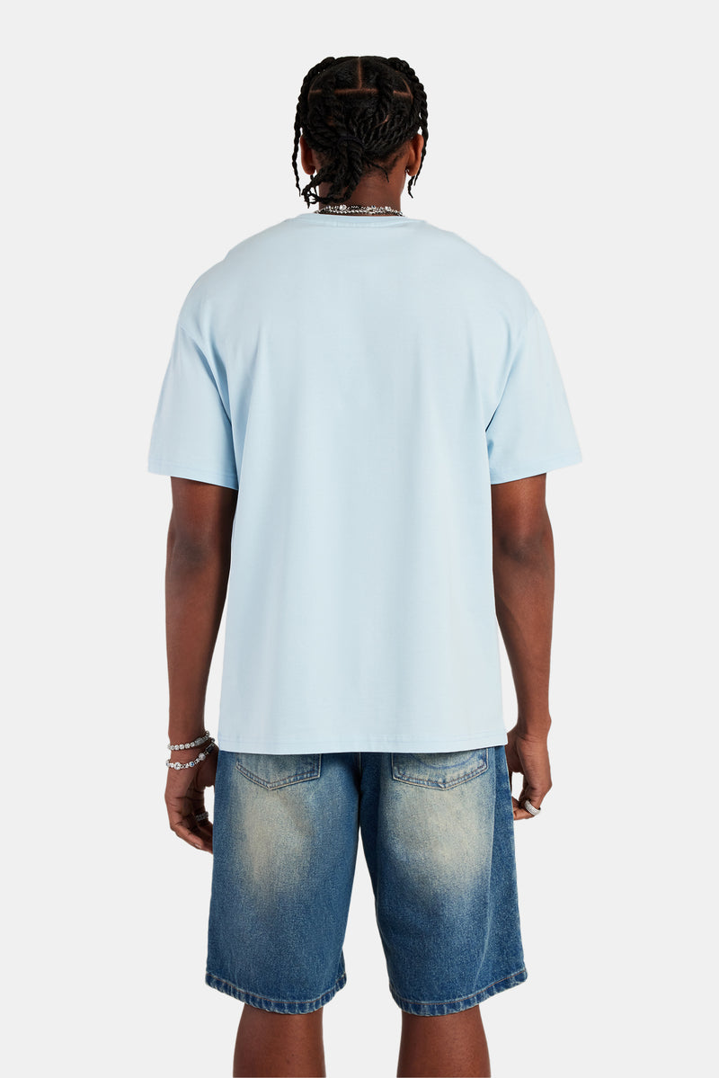 Moto Oversized T-Shirt - Light Blue