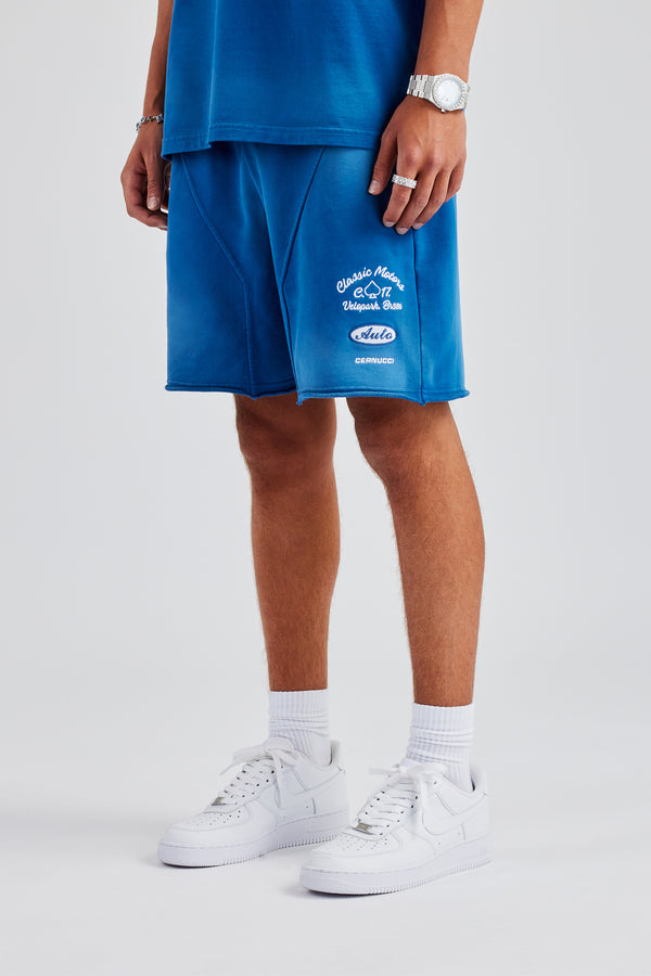 Spray Washed Jersey Short - Blue