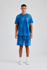 Spray Washed T-Shirt & Short Set - Blue