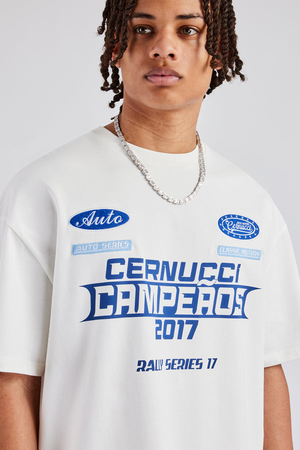 Moto Champions Oversized T-Shirt - Off White