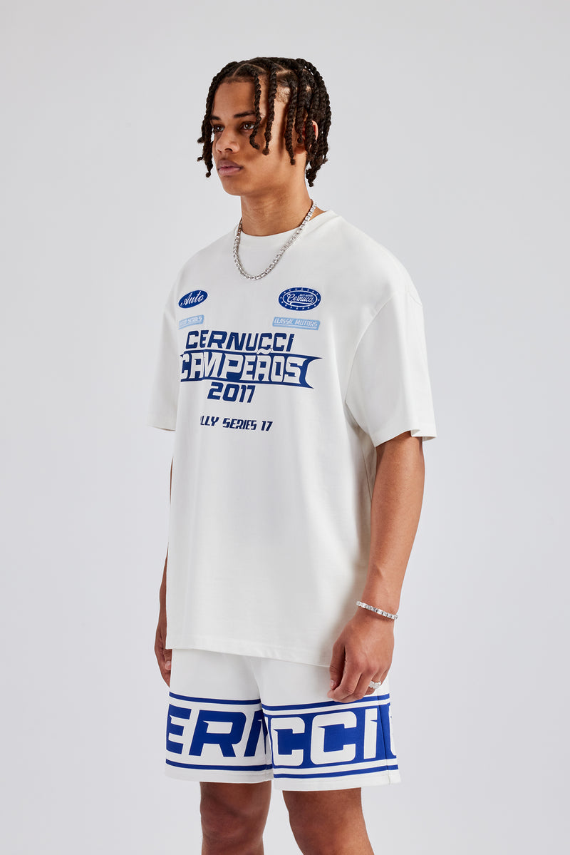 Moto Champions Oversized T-Shirt - Off White