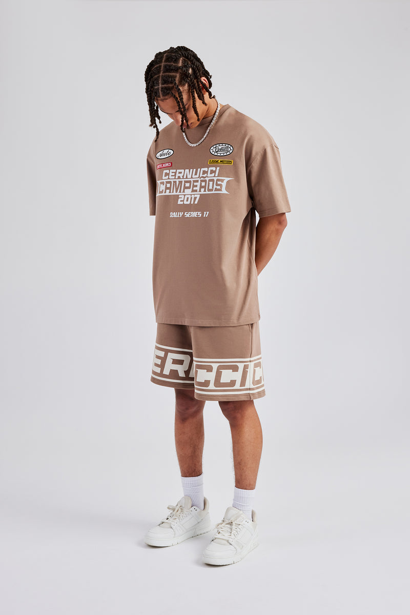 Moto Champions Oversized T-Shirt - Washed Brown