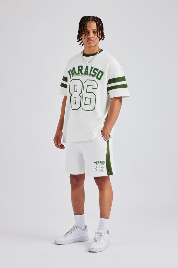 86 Varsity Skater T-Shirt & Short Set - Off White