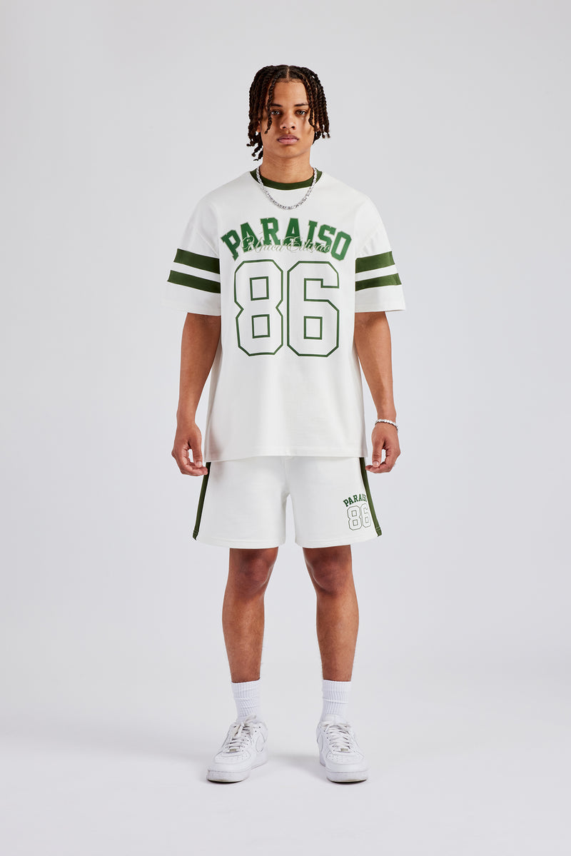 86 Varsity Skater T-Shirt & Short Set - Off White