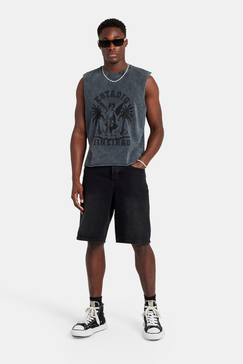 Washed Cherub Boxy Fit Tank - Washed Black