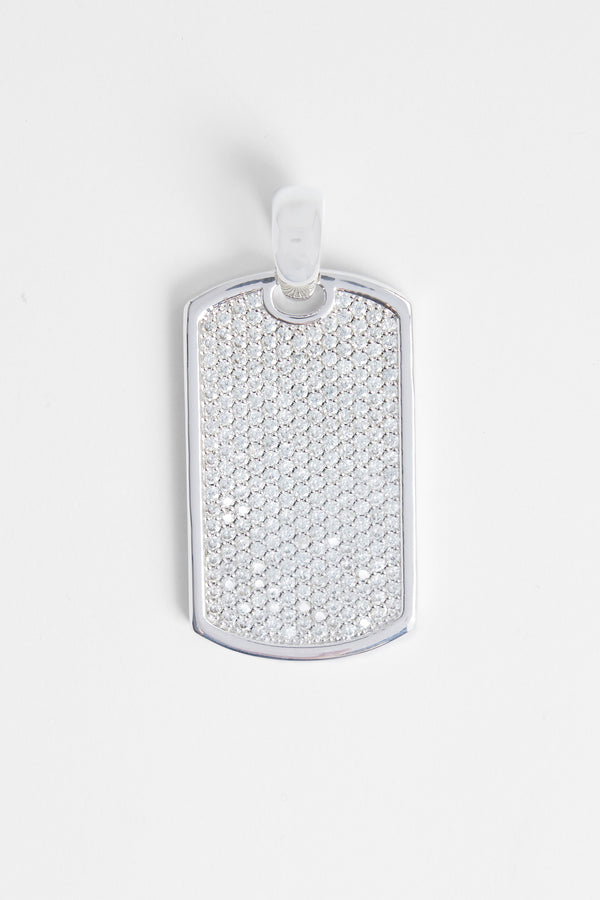 Iced CZ 2 Tone Dog Tag Pendant