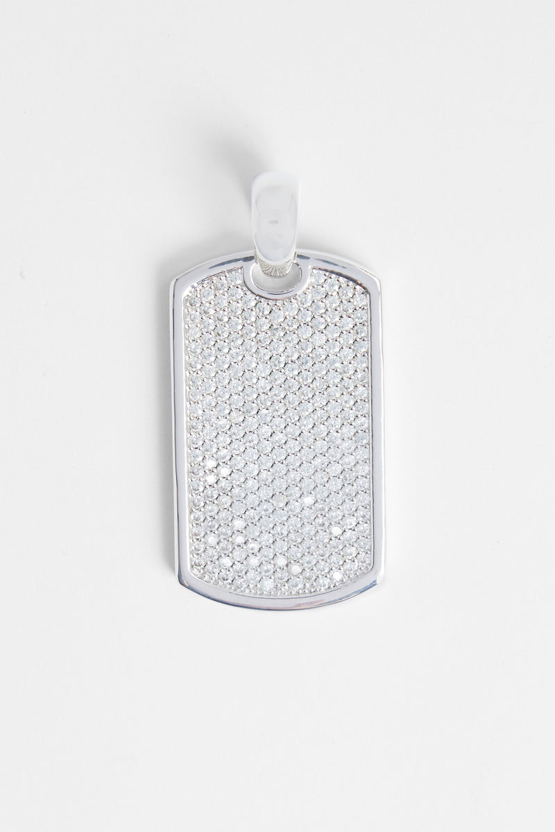 Iced CZ 2 Tone Dog Tag Pendant