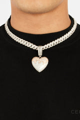 Iced CZ 2 Tone Heart Melt Pendant