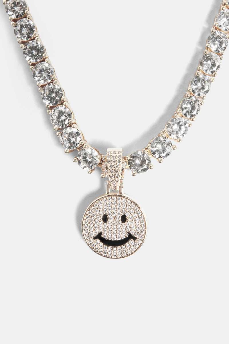 Iced CZ Happy Face Pendant