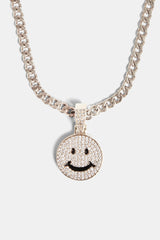 Iced CZ Happy Face Pendant