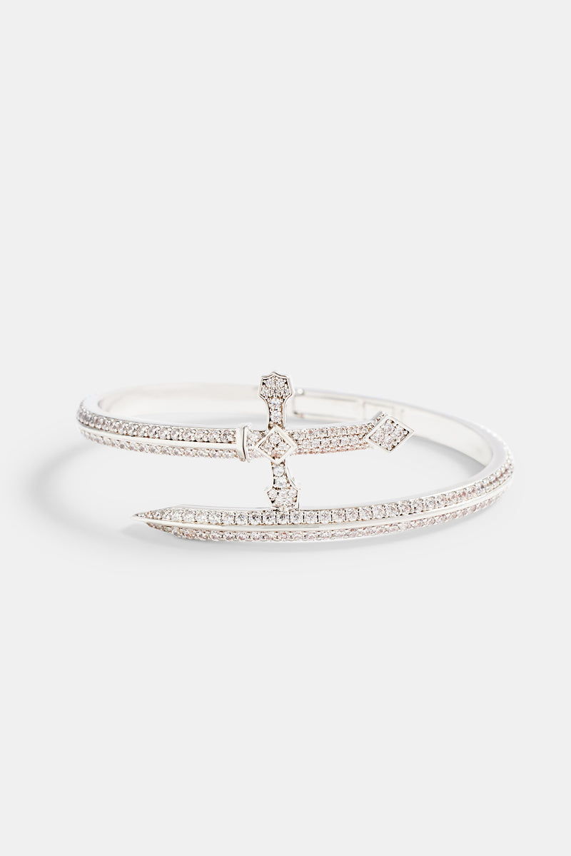 Iced CZ Pave Cross Bangle