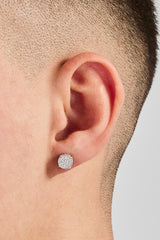 Iced CZ Circle Stud Earrings