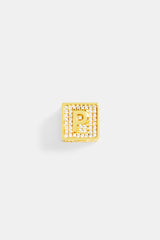 Gold Plated Iced P Letter Block Pendant