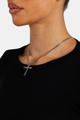 Iced Purple CZ Cross Cuban Necklace