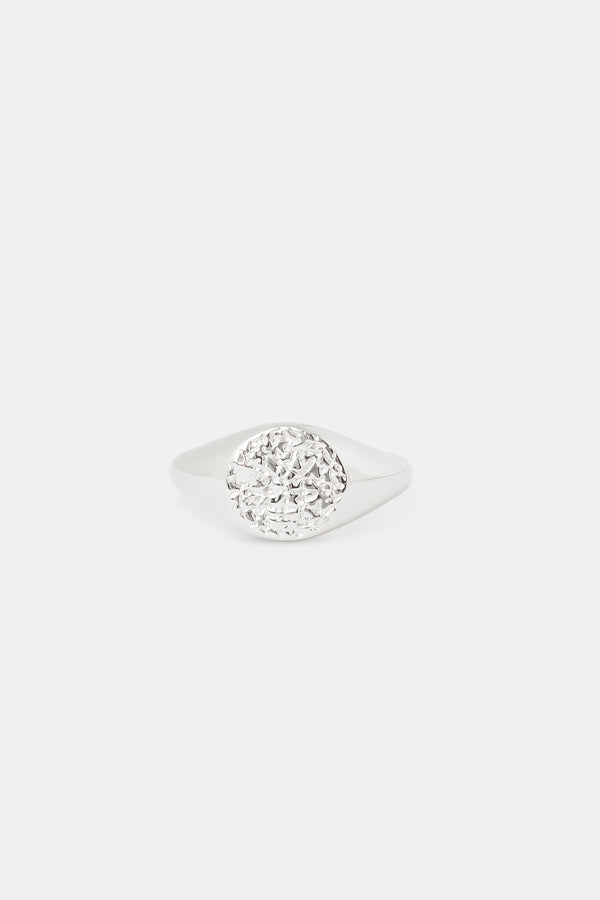 Textured Signet Ring - White