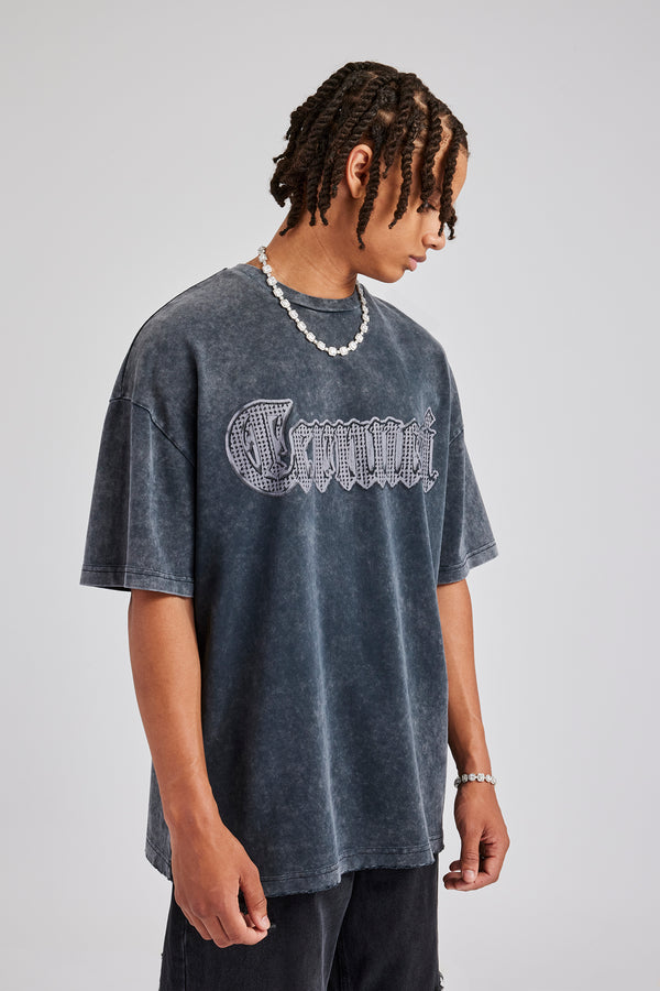 Acid Wash Cernucci Chrome Oversized T-Shirt