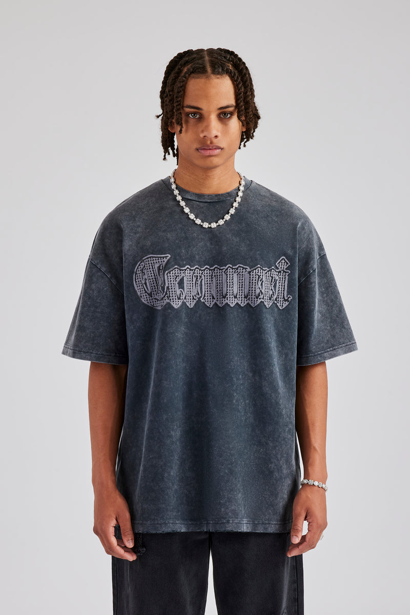 Acid Wash Cernucci Chrome Oversized T-Shirt