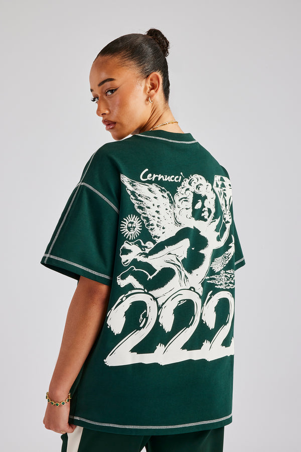 222 Cherub Oversized T-Shirt - Forest Green