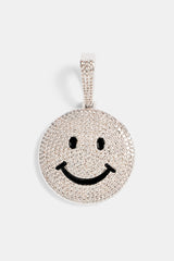 Large Iced CZ Happy Face Pendant