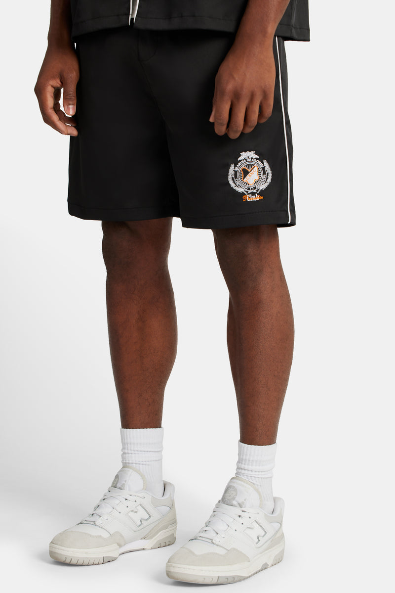 Contrast Crest Shorts - Black