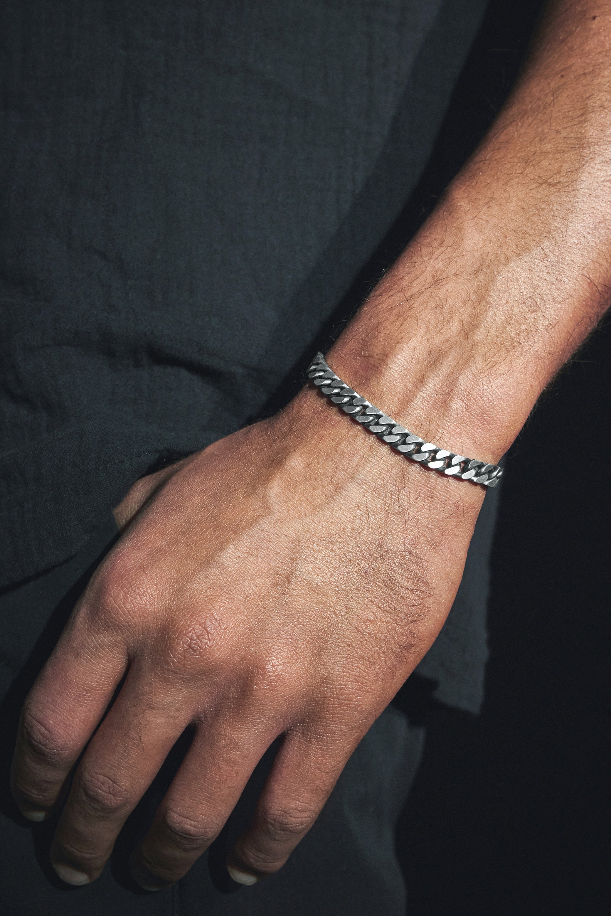 925 Sterling Silver Oxidised Flat Cuban Bracelet – Cernucci