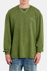 Cernucci Collection Washed Oversized Long Sleeve T-Shirt - Green