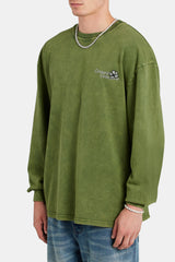 Cernucci Collection Washed Oversized Long Sleeve T-Shirt - Green