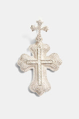 Iced CZ Double Chunky Cross Pendant