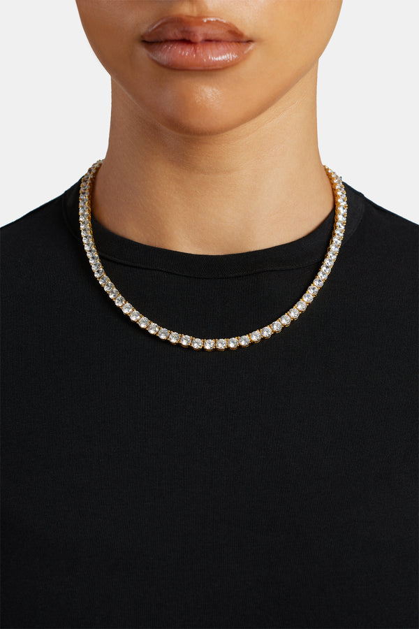 Womens 5mm Tennis Chain - Gold