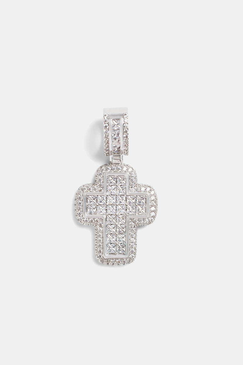 35mm Iced CZ Baguette Cross Pendant