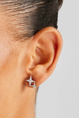 Iced Double Star Stud Earrings - 14mm