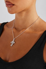 24mm Micro Double Cross Necklace - White