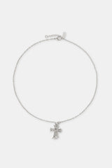 24mm Micro Double Cross Necklace - White