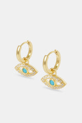 Evil Eye Drop Earrings - Gold - 20mm