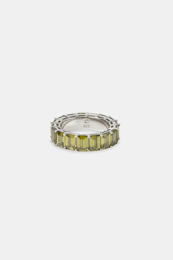 Green CZ Baguette Tennis Ring - 6mm