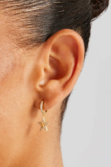 Iced Star Huggie Earrings - 12mm - Gold