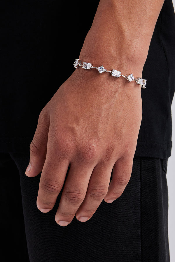 Iced Baguette & Square Stone Bracelet - 8mm